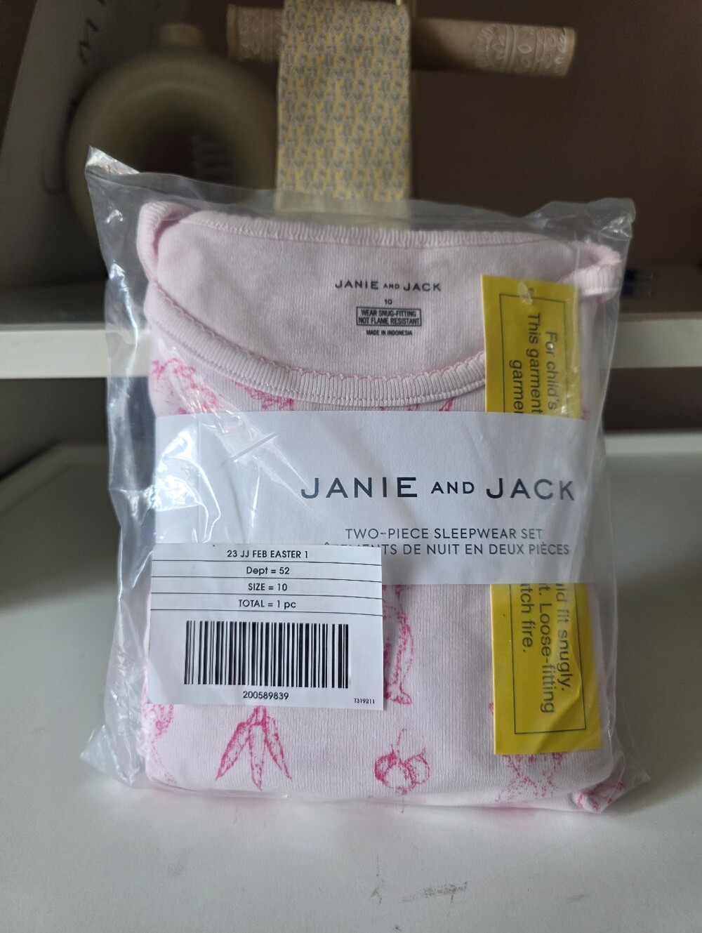Bonds Pink Bunny Print Two-Piece Pajama Set